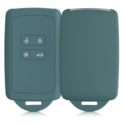 Husa Cheie Auto kwmobile pentru Renault/Dacia 4 Butoane - Keyless Go, Silicon, Verde, 48035.207 foto
