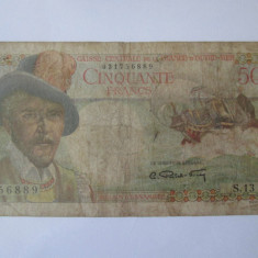 Rară! DOM-TOM(Franta de peste mari)Guadelupa+Martinica 50 Francs CCFOM 1947-1949