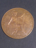 One 1 penny peny peni 1912 , Anglia , stare EF/EF+ (poze), Europa