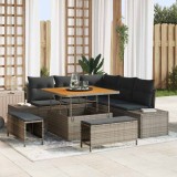 vidaXL Set de canapele pentru grădină cu pernă 8 pcs Gri Rattan poli