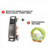 Cumpara ieftin Pachet Masina de spalat cu presiune Black+Decker 1700W 130bar 420l/h+ Furtun Aquaviva Plus 1/2 (12-17 mm) 25m Claber