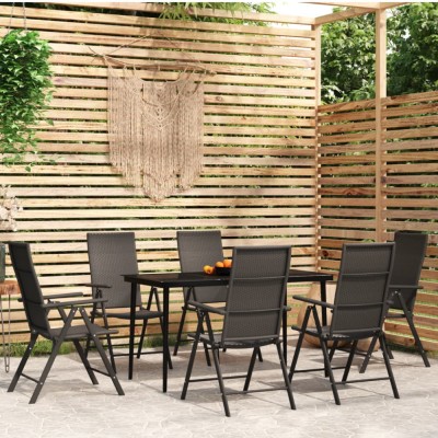 Gossi set de servit masa pentru gradina, 7 piese, negru foto