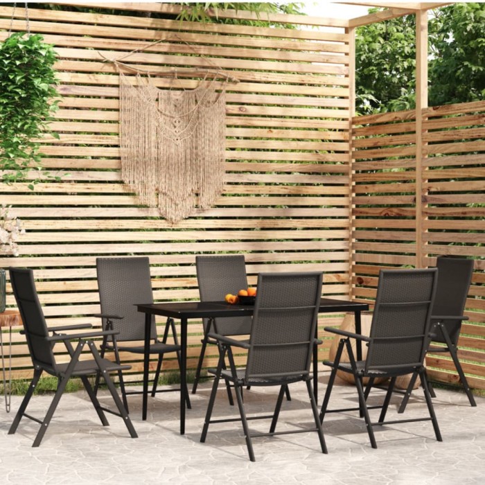 Gossi set de servit masa pentru gradina, 7 piese, negru
