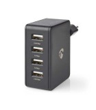 Alimentator incarcator 220V - USB 24W 2x2.4A 2x1A negru NEDIS