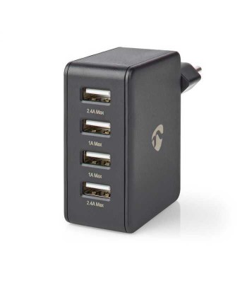 Alimentator incarcator 220V - USB 24W 2x2.4A 2x1A negru NEDIS foto