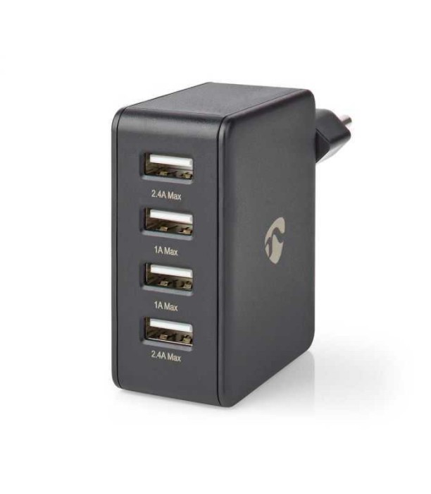 Alimentator incarcator 220V - USB 24W 2x2.4A 2x1A negru NEDIS