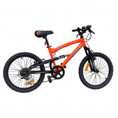 Bicicleta mtb 20 inch, cadru otel, suspensii, frane v-brake, 6 viteze, portocaliu MultiMark GlobalProd foto