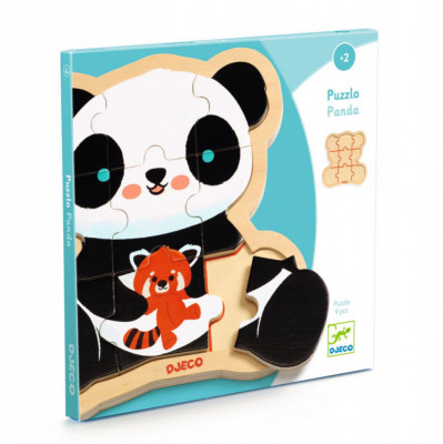 Puzzle lemn Ursuletul Panda Djeco 9 piese foto