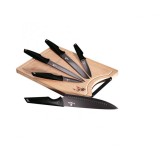 Cumpara ieftin Set 6 Cutite cu tocator bambus, negru- Rose Gold, Berlinger Haus