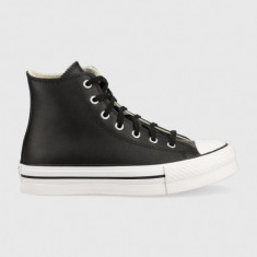 Converse tenisi de piele pentru copii Chuck Taylor All Star Eva Lift culoarea negru