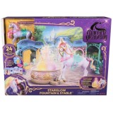 Set de Joacă Unicorn Academy &ndash; Starglow Fountain &amp;amp; Grajd cu Wildstar, Lumini, Sunete și 24 Accesorii, Multicolor, 4 ani +