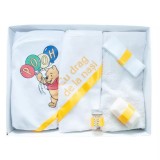 Trusou Botez, 6 Piese cu Text Imprimat &quot;Cu drag de la nasi&quot;, Galben, Winnie the Pooh - TB143