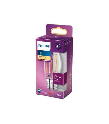 Bec LED filament Philips lumanare B35 E14 4.3W (40W) 470lm 2700K foto