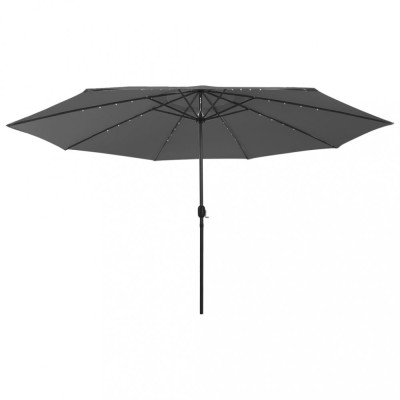vidaXL Umbrelă soare de grădină cu LED-uri, antracit, 400 cm 312532 foto