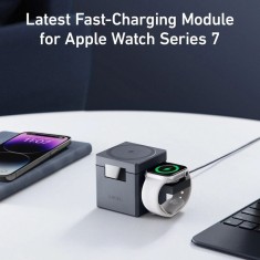 Statie incarcare wireless 3 in 1 Anker, 3-in-1 Cube MagSafe, 15W, fast charge, pliabil, pentru smartphone, ceas si casti, 1 x USB-C incarcare, gri, &amp;quot;Y foto