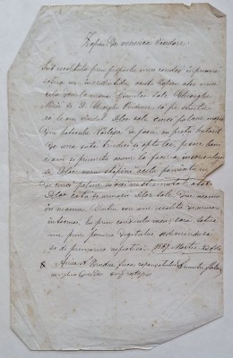 Zapisu de vecinică v&amp;acirc;ndare &amp;ndash; Sat Vălești, județul Covurlui &amp;ndash; 1869 &amp;ndash; act manuscris rar foto