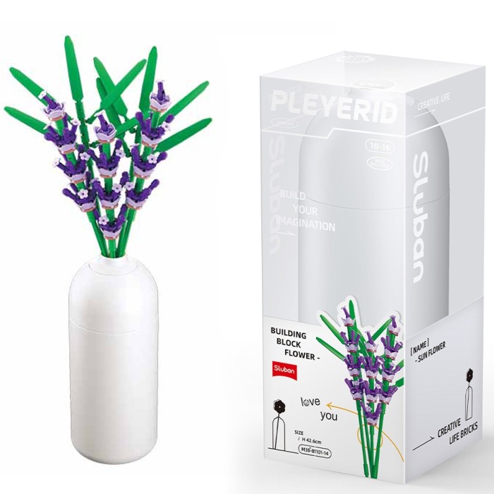 Set de Constructie Flowers, 258 piese, Lavanda &ndash; Sluban