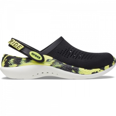 Saboti Crocs LiteRide 360 Marbled Clog Negru - Black/Citrus foto