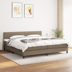 vidaXL Pat box spring cu saltea, gri taupe, 200x200 cm, textil foto