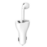 Cumpara ieftin Casca bluetooth cu incarcator auto si usb, incarcare la priza auto 12V, Oem
