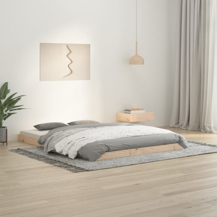 vidaXL Cadru de pat dublu, 135x190 cm, lemn masiv de pin 823469