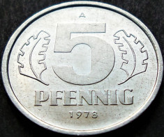 Moneda 5 PFENNIG - RD GERMANA / Germania Democrata, anul 1978 * cod 954 foto