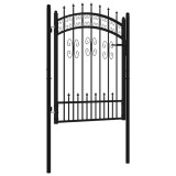 Cumpara ieftin Poarta de gard cu varf tip sulita, neagra, 103x125 cm, otel vopsit in camp electrostatic