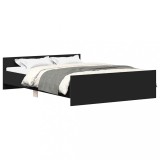 Cumpara ieftin Cadru pat cu tablie de cap/picioare, negru, 135x190 cm