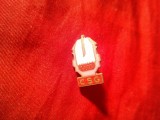 Insigna Industrie - metalurgie - CSG - Combinatul Siderurgic din Galati metal si email , h=1,8cm