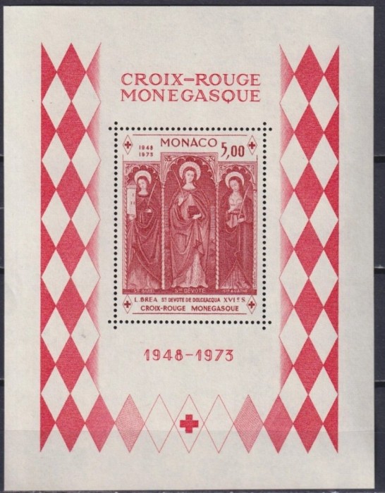 Monaco 1973 - Crucea Rosie, colita neuzata