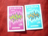 Serie Andorra fr.1972 - Europa CEPT, 2 valori, Nestampilat