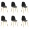 Scaune de sufragerie, 6 buc, negru, catifea