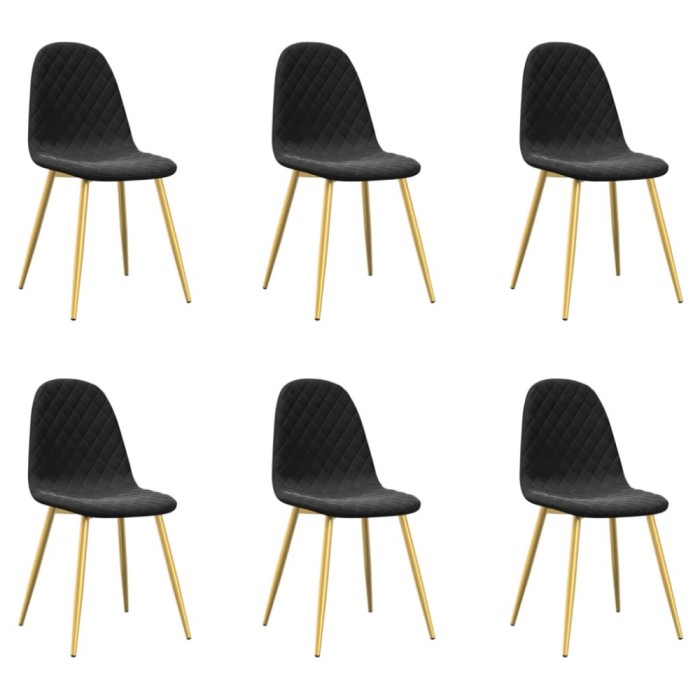 Scaune de sufragerie, 6 buc, negru, catifea