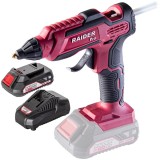 Raider RDP-SGLG20 + RDP-R20 - Pistol de lipit cu bagheta siliconica 11 mm 190 grade C + Set 1 acumulator si incarcator Li-Ion 20 V 2 Ah