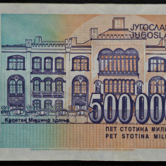 Bancnota 500000000 Dinari/Dinara - YUGOSLAVIA, anul 1993 * cod 334