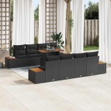 vidaXL Set de canapele pentru grădină 9 pcs Negru Rattan poli 3358787