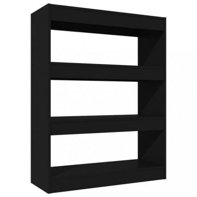 Biblioteca/Separator camera, negru, 80x30x103 cm, lemn compozit foto