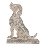 Cumpara ieftin Figurina Catelus metal gri vintage 16x8x19 cm