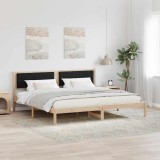 Cumpara ieftin Cadru de pat cu headboard Negru 200 x 200 cm Lemn de pin masiv