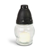 Lumanare din sticla alba cu capac din plastic negru &ndash; 14 cm Best CarHome