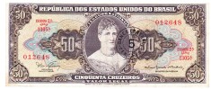 Brazilia 5 Centavos pe 50 Cruzeiros 1967 P-184b Seria 012648 foto