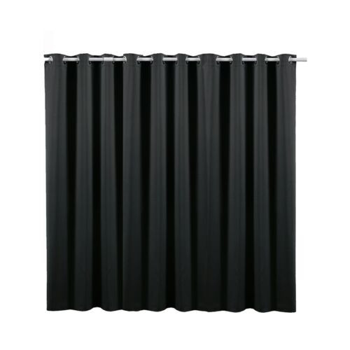 Perdea opaca cu inele Jemidi, 300 x 245 cm, Negru, Poliester, 55275.01.02