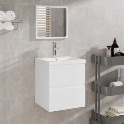 vidaXL Dulap cu chiuvetă de baie și oglindă, alb 3114171 foto