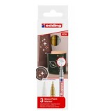 Marker cu vopsea Edding 751, corp metalic, varf rotund, 1-2 mm, set 3 bucati