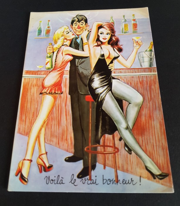 Voil&agrave; le Vrai Bonheur! Carte Poștală Vintage Franceză
