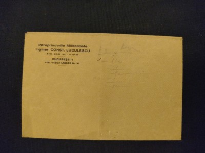Rar .Plic cu antet/ &amp;icirc;ntreprinderile Militarizate ing Const. Luculescu foto