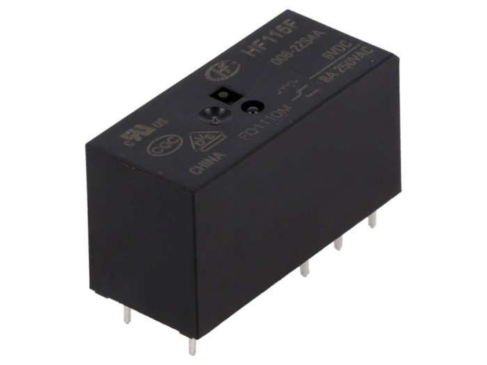 Releu electromagnetic DPDT 6VDC 8A PCB