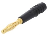 Mufă Banană 2mm Neagră Aurită 10A 30VAC 60VDC