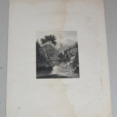 A Nasmyth "Glengarnock Castle" gravura veche