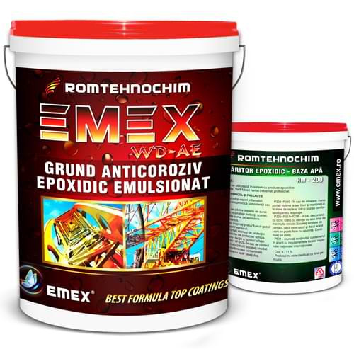 Pachet Grund Epoxidic Anticoroziv Emulsionat &ldquo;Emex WD-AE&rdquo; - Gri - Bid. 10 Kg + Intaritor 0.8 Kg